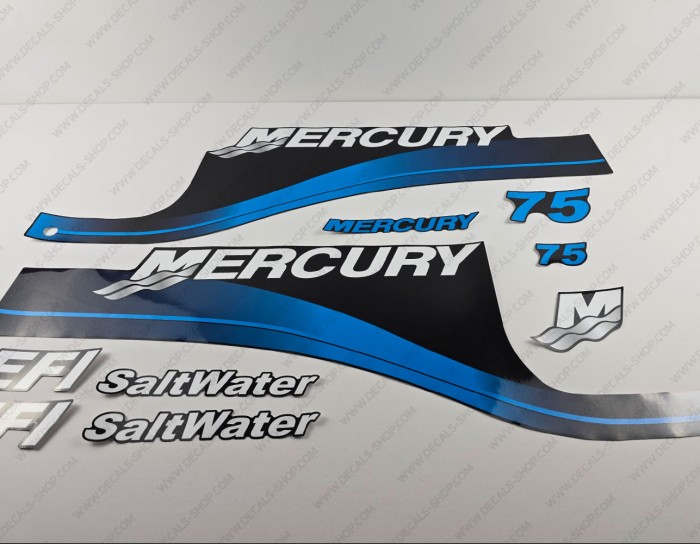 Mercury 75HP EFI Saltwater Outboard Decal Kit BLUE